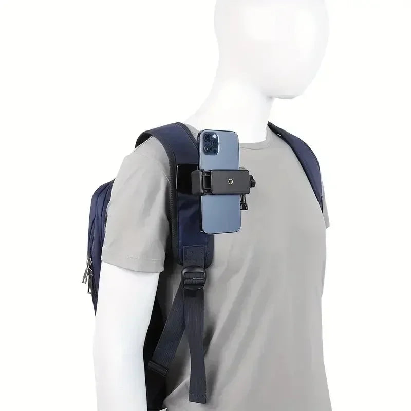 Adjustable ABS Shoulder Mount Clip Phone Tripod for IPhone 15 14 13 Samsung Outdoor Live Selfie Stand Holder for Backpack Strap