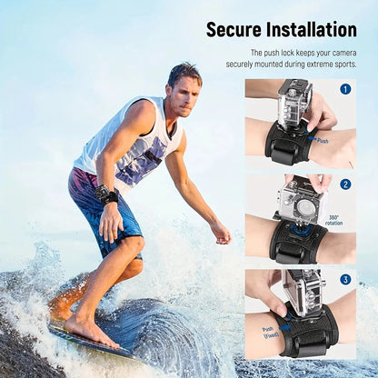 Wrist Strap 360 Degree Rotating for Gopro Hero 13 12 11 10 9 8 Black 7 6 5 4 3 Silver White Max Session AKASO EKEN DJI Yi Apeman